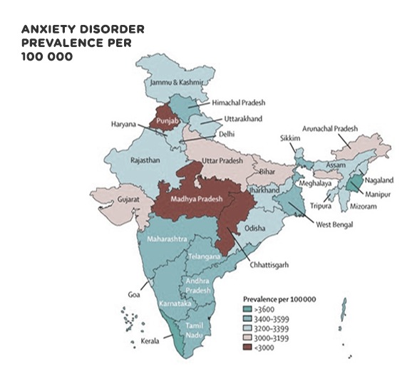 anxiety disorder prevalence per 100 000